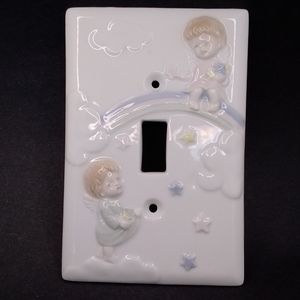 RR Roman Japan Angels Ceramic Lightswitch Cover Plate Single Toggle Clouds Stars